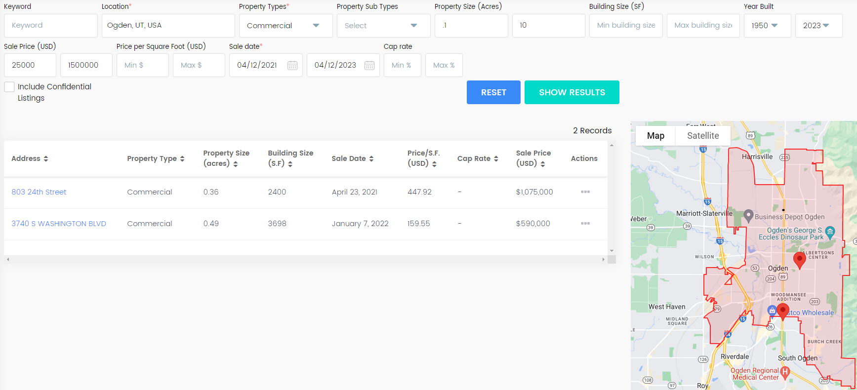 search county wide property comps - Step 2